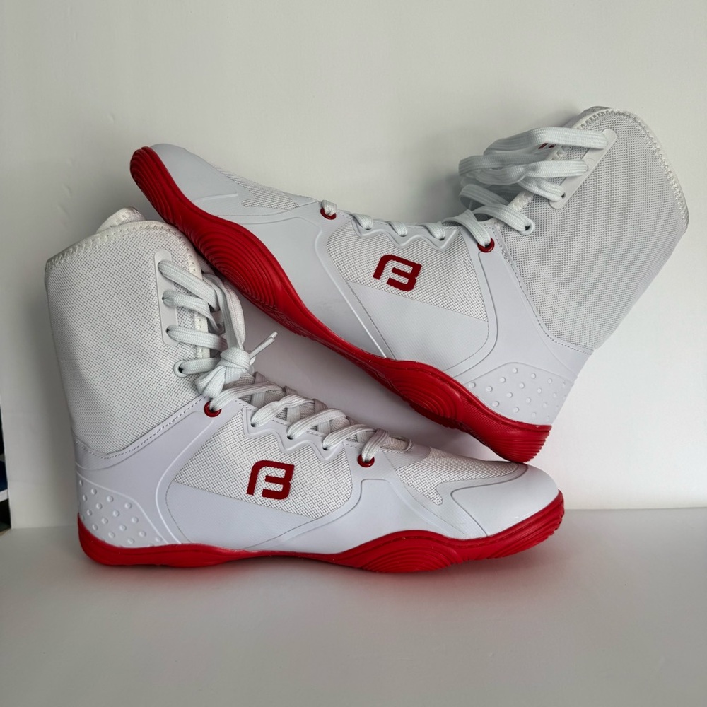 Beyond Fatigue V2 High-Top Wrestling, boxing or MMA training shoes - Red/White